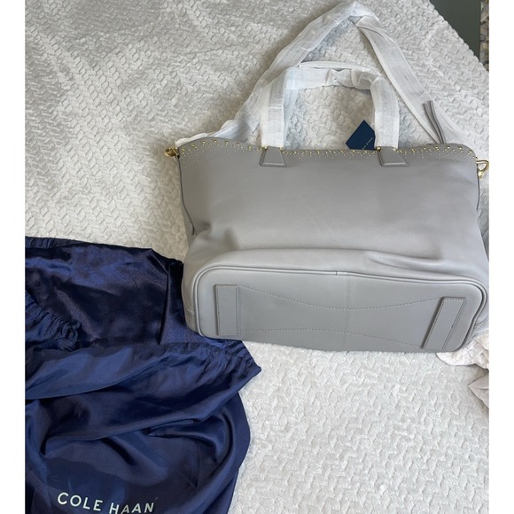 Cole Haan Handbags - Cole Haan handbag new large Adjustable‎ Strap Gold Trim Gray Studded